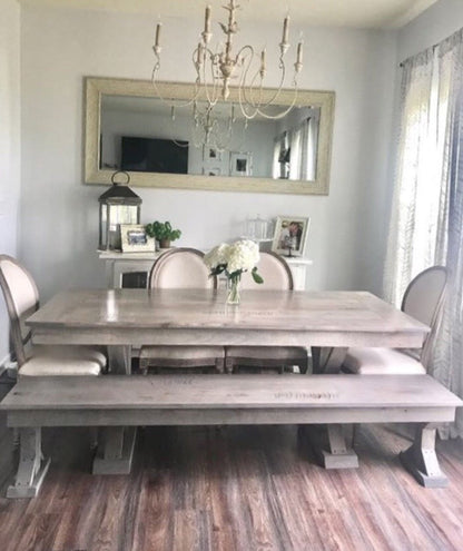 Custom Trestle X Farmhouse Dining Table The Wooden Whale Workshop
