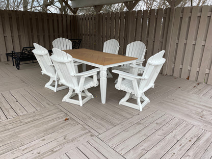 Java Leg Outdoor Dining Table With Custom Wood Grain Finish And Durable Poly Construction
