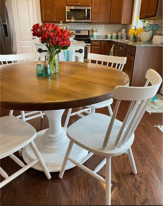 Tulip Round Table Custom Built With Maple Top And Oak Included Matte Or Satin Finish Options