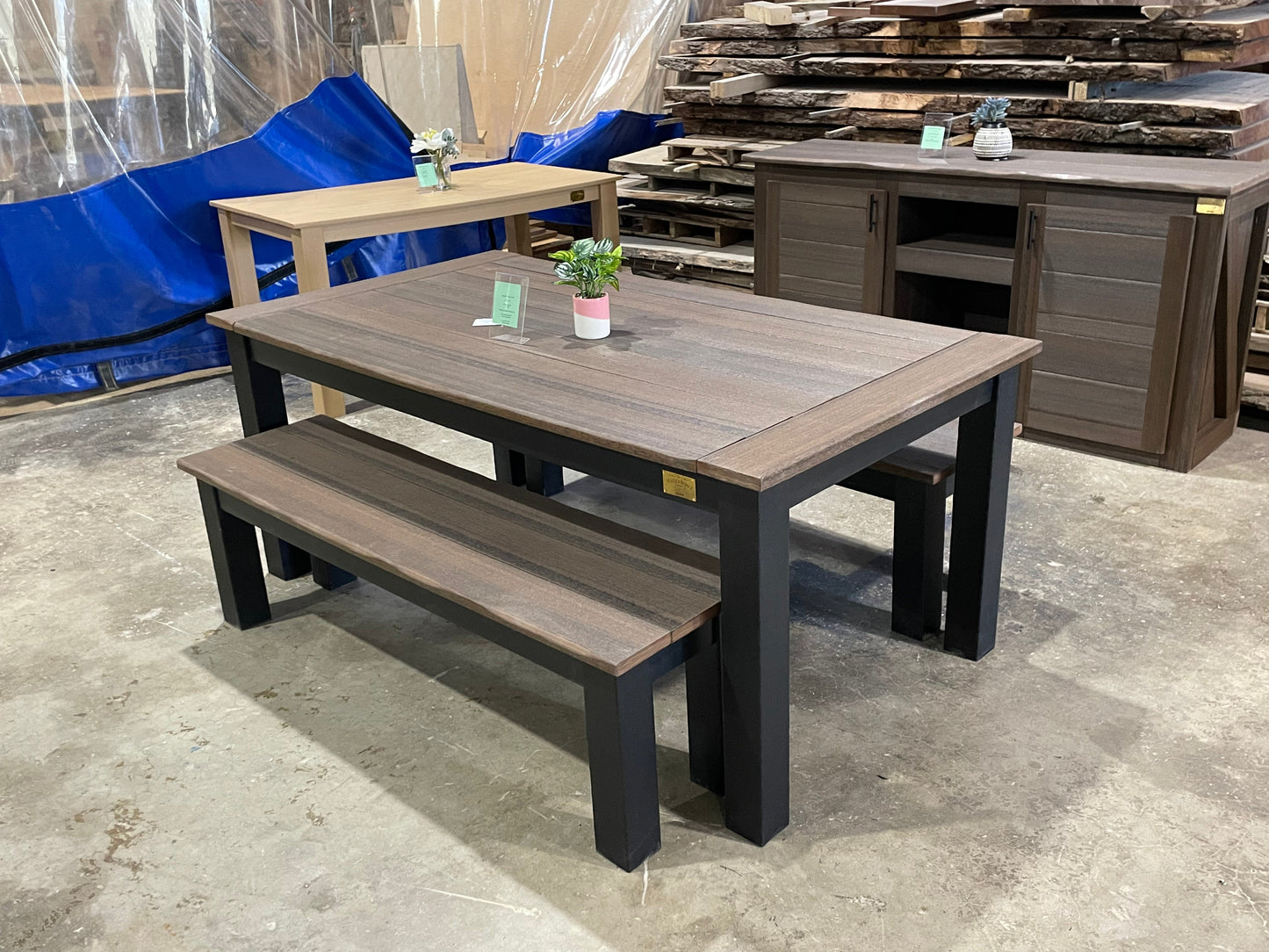 Post Leg Outdoor Dining Table Custom Made For Patio Durability And Weather Resistance