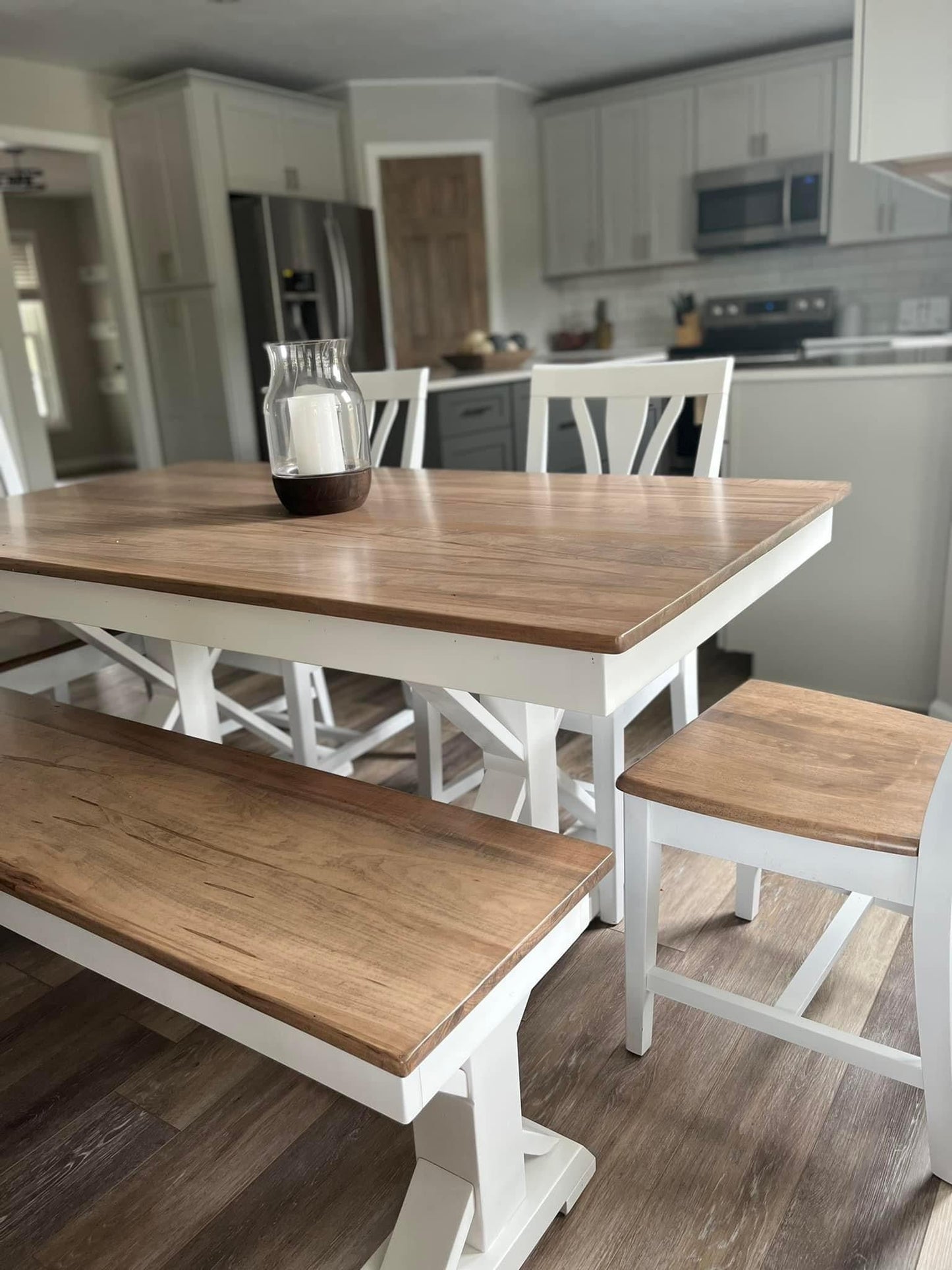 Custom Trestle X Farmhouse Dining Table The Wooden Whale Workshop