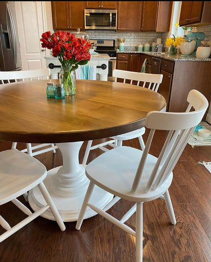 Tulip Round Table Custom Built With Maple Top And Oak Included Matte Or Satin Finish Options