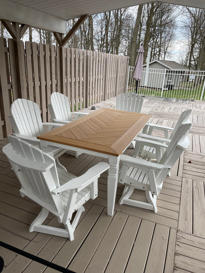 Java Leg Outdoor Dining Table With Custom Wood Grain Finish And Durable Poly Construction