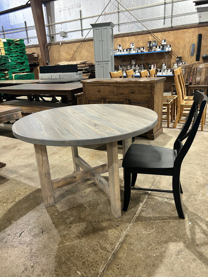 City Loft Dining Table Kiln Maple Top Round Custom Built Oak Finish