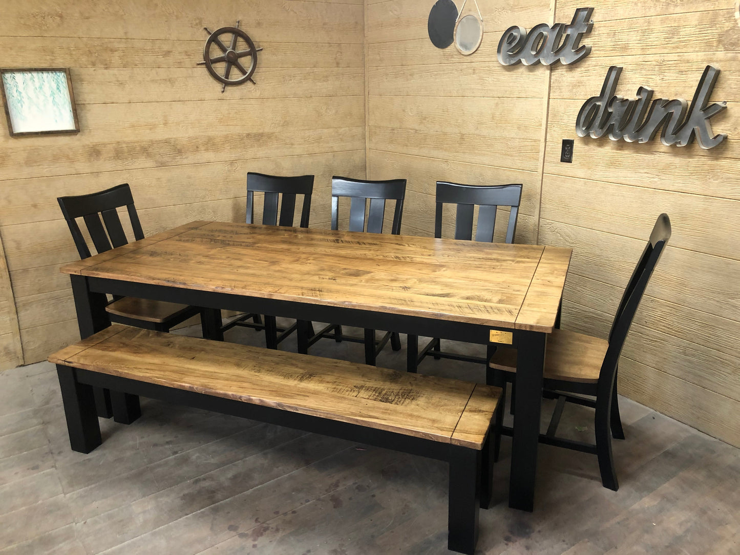 Farmhouse Post Leg Bench For Sliding Between Table Legs With Custom Length