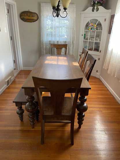 Spindle Leg Dining Table Massive Modern Solid Wood Four Legged