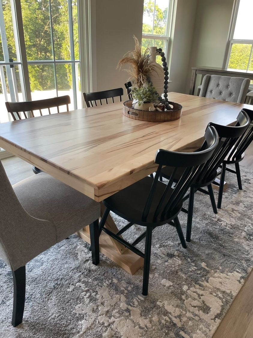 Custom Trestle X Farmhouse Dining Table The Wooden Whale Workshop