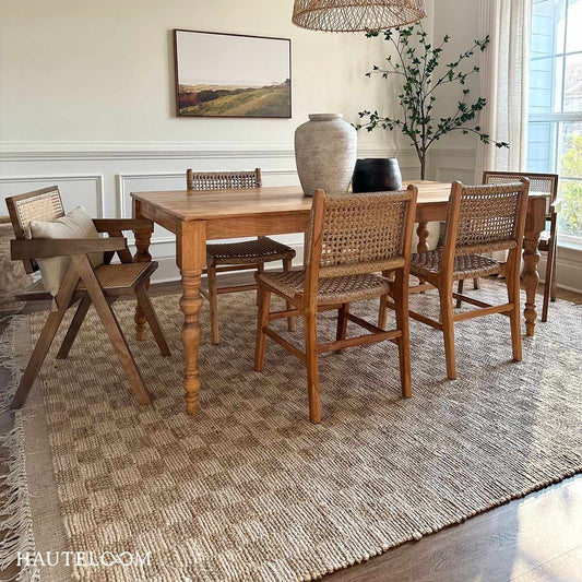 Checkered Jute Area Rug - Eco-Friendly Home Decor