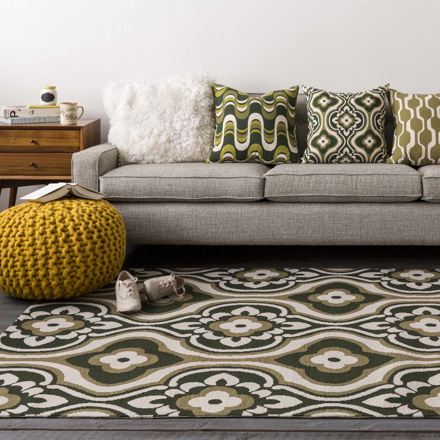 Yablanitsa Knitted Pouf In Mustard Orange For Living Rooms