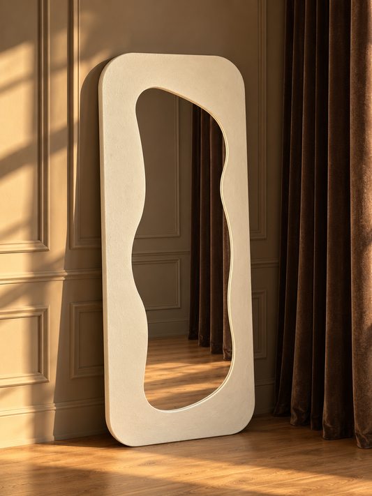 Sculptural Wavy Floor Mirror | Handmade Modern Mirror