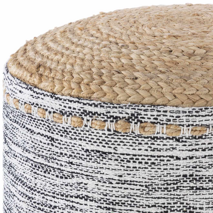 Lavenham Pouf Natural Woven Seat For Coastal And Traditional Interiors Tan Cotton Jute Blend