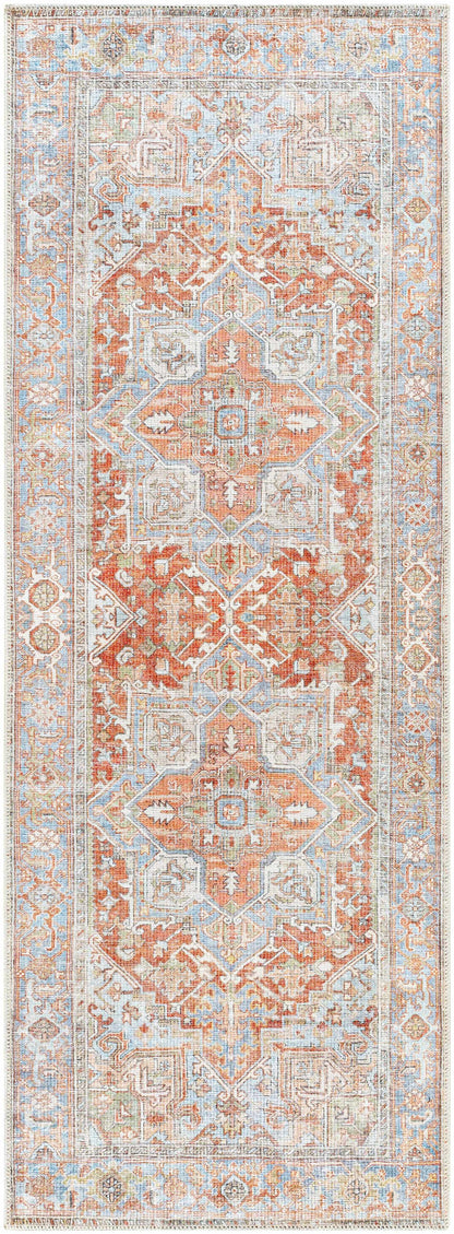 Washable Rust Area Rug - Stylish Durable Easy to Clean