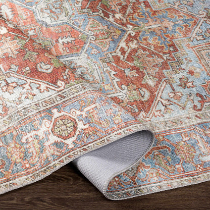 Washable Rust Area Rug - Stylish Durable Easy to Clean