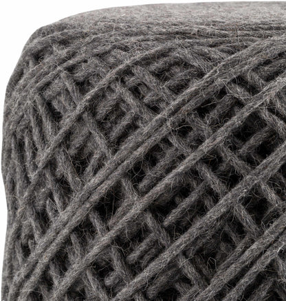 Moapa Charcoal Wool Pouf Hand Woven Accent Seating Stool For Living Rooms And Bedrooms