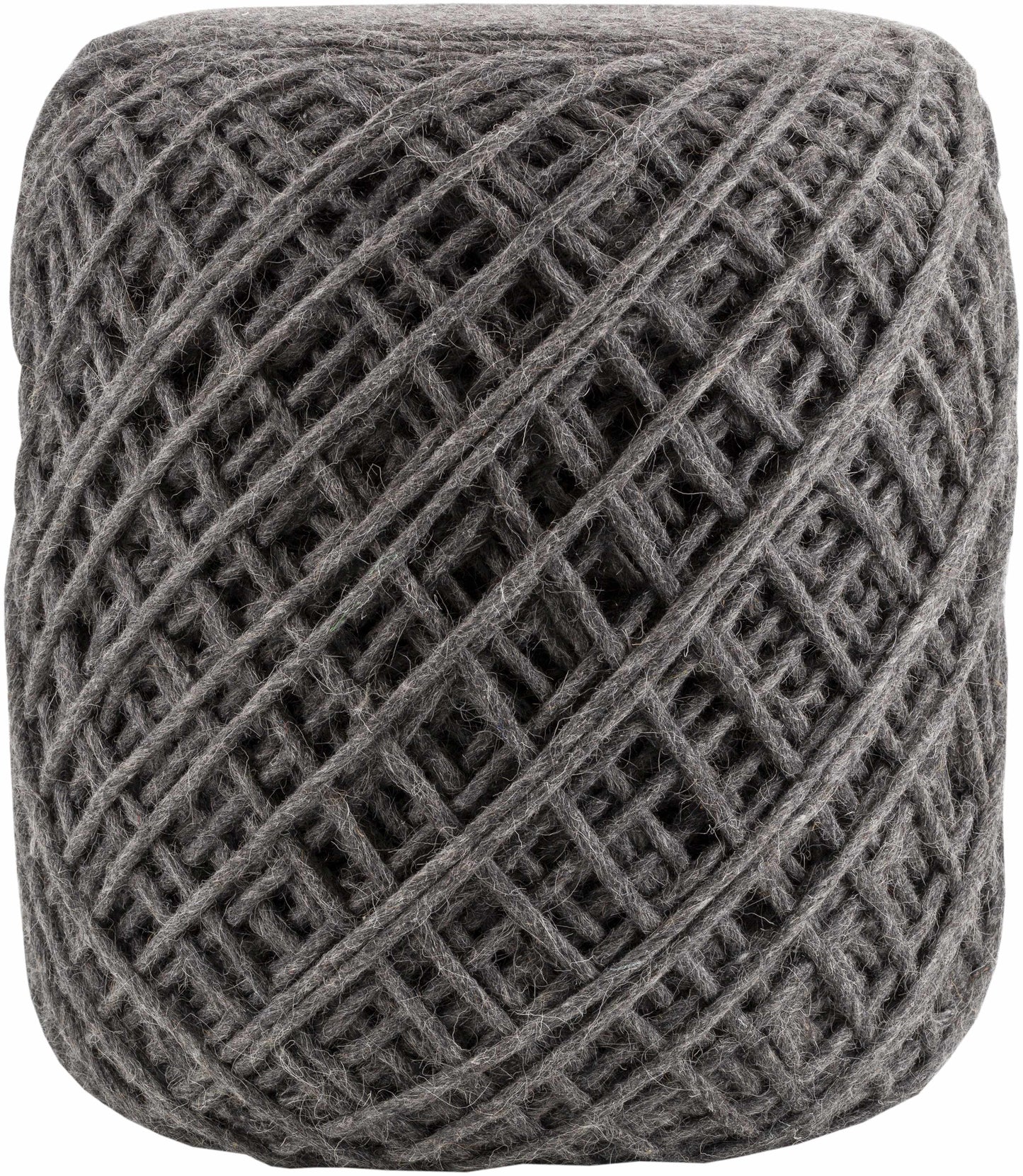 Moapa Charcoal Wool Pouf Hand Woven Accent Seating Stool For Living Rooms And Bedrooms