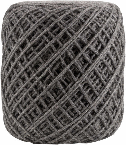 Moapa Charcoal Wool Pouf Hand Woven Accent Seating Stool For Living Rooms And Bedrooms