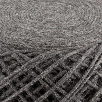Moapa Charcoal Wool Pouf Hand Woven Accent Seating Stool For Living Rooms And Bedrooms