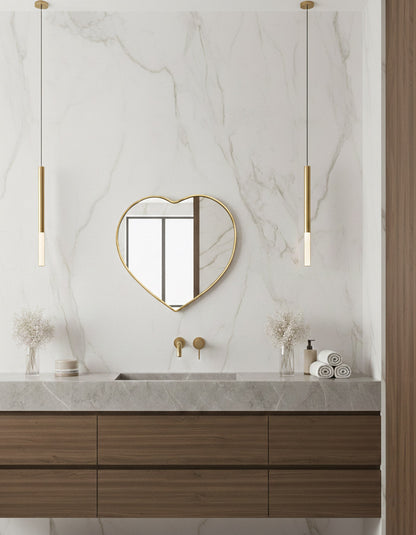 Gold heart frame mirror