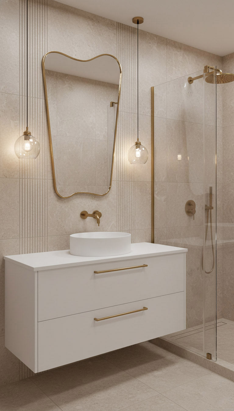 Organic brass vanity mirror