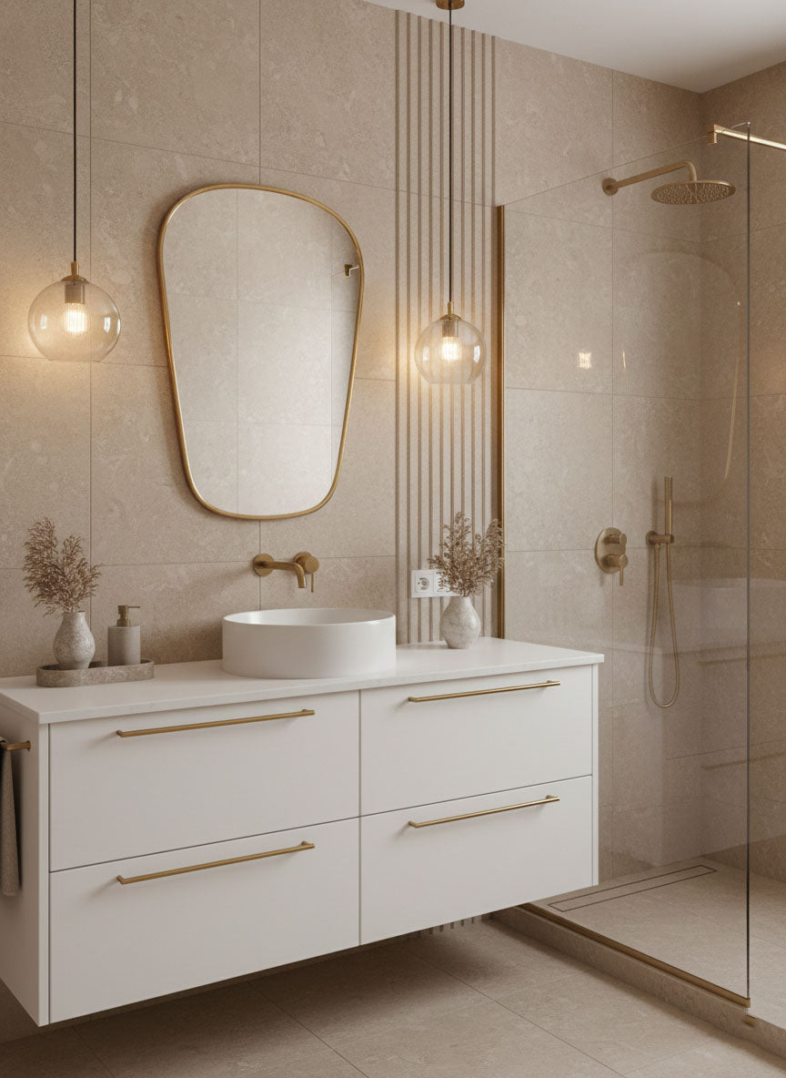 Modern brass console mirror