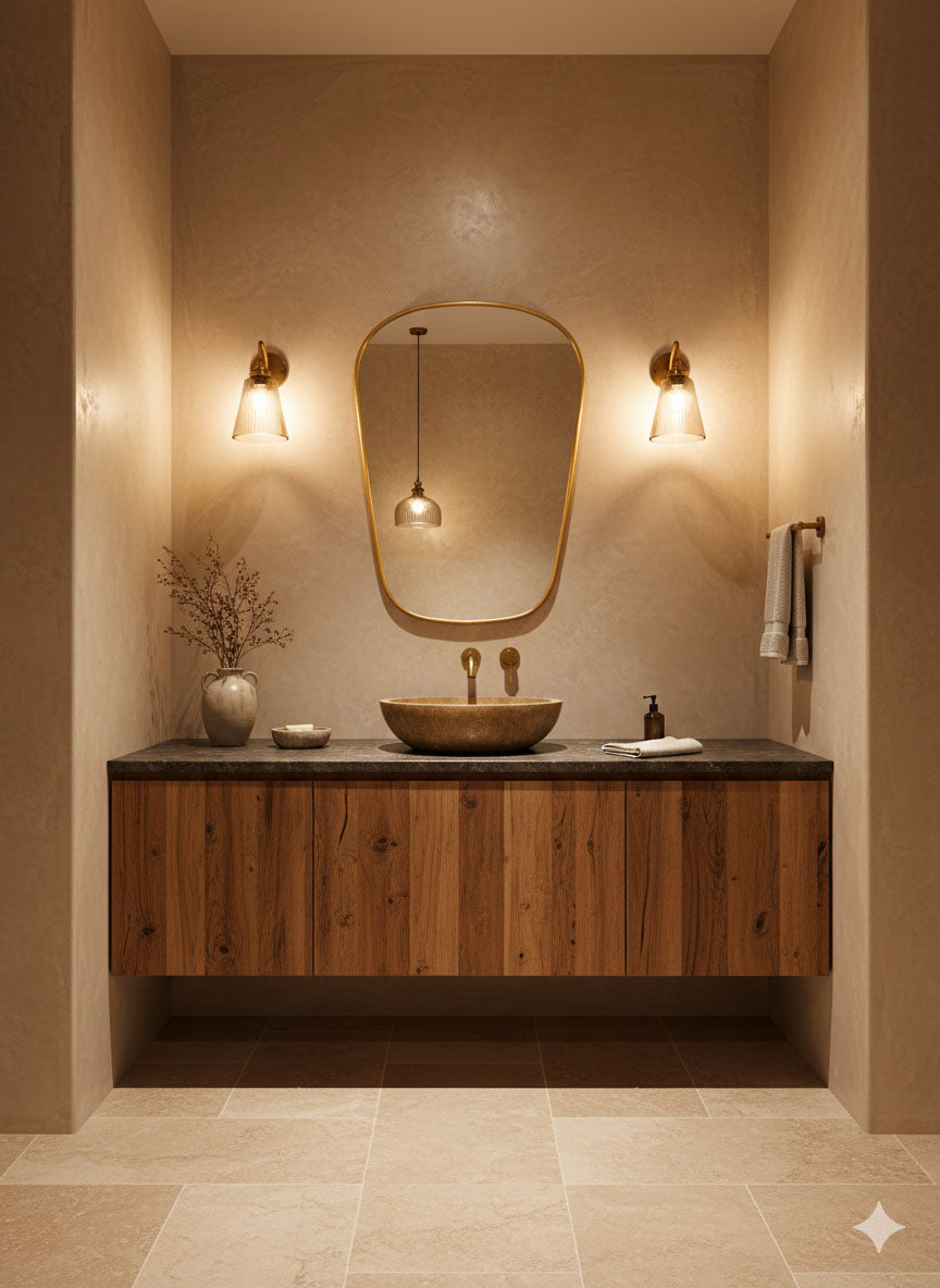 Irregular brass framed mirror