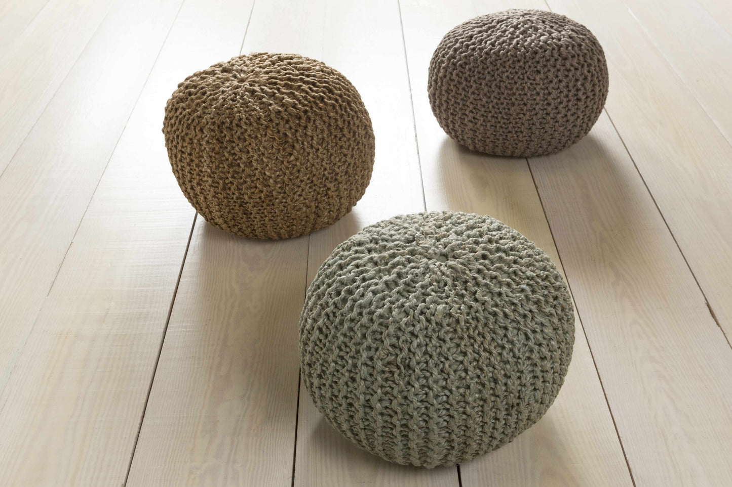 Merrittstown Cotton Knitted Pouf Natural Footrest