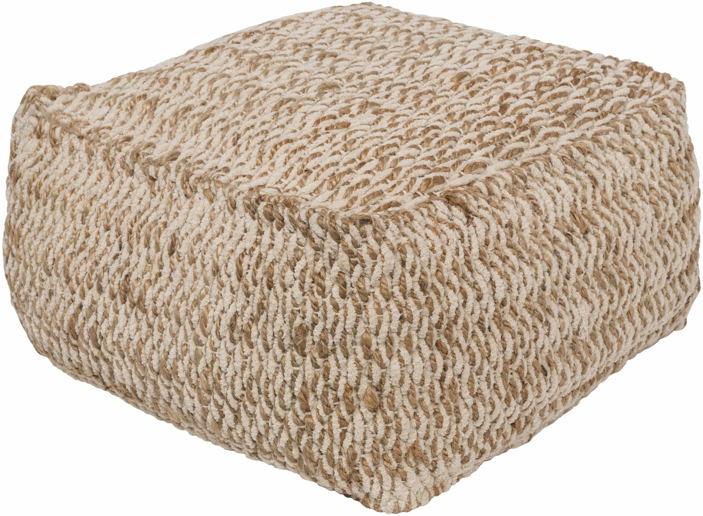 Netcong Tan Jute Pouf Natural Woven Floor Cushion For Sofa Chair