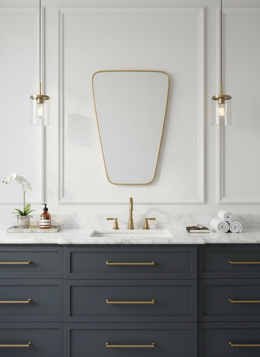 Miroir mural en laiton doré - Miroir triangulaire