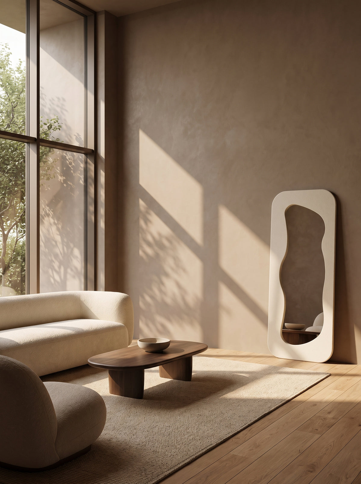 Sculptural Wavy Floor Mirror | Handmade Modern Mirror