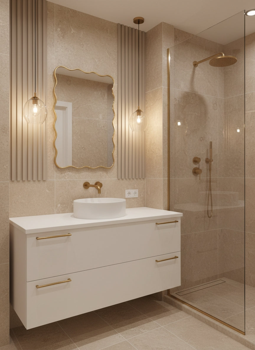 Espejo ondulado negro - Espejo rectangular ondulado