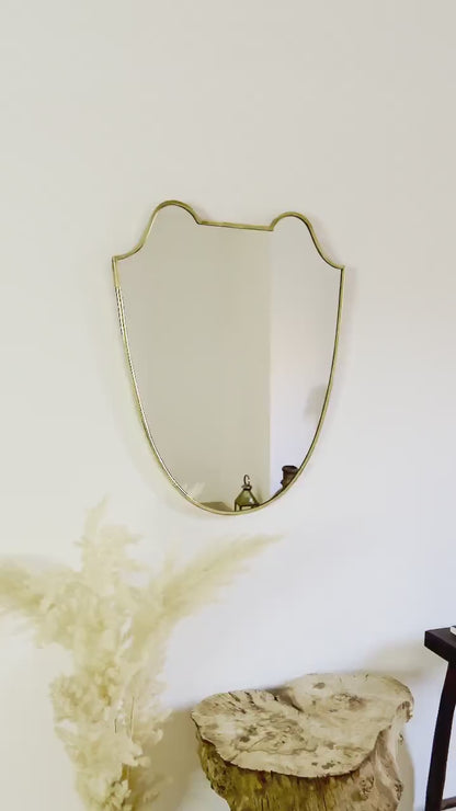 Black Brass Italian Shield Wall Mirror