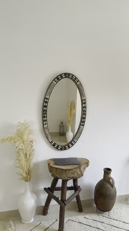 Miroir ovale de luxe - Miroir avec cadre en laiton