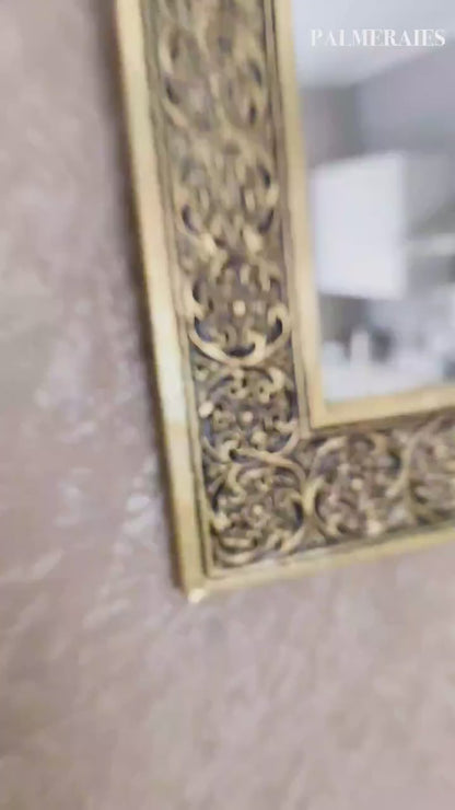 Moroccan Arch Engraved Mirror - Handmade Brass Mirror