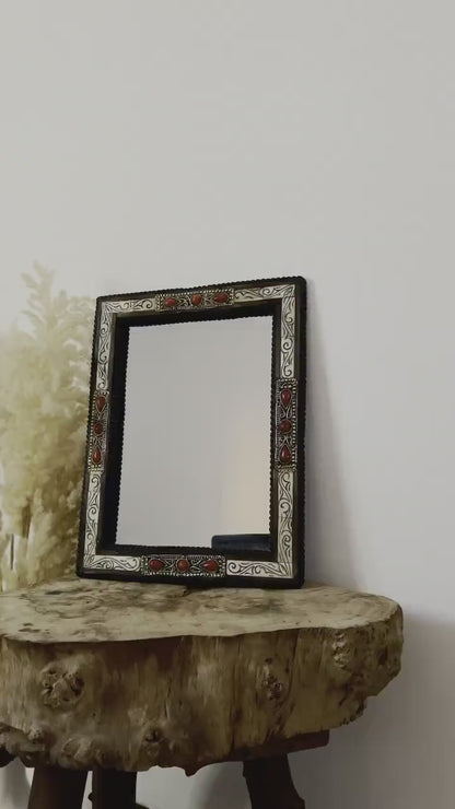 Vintage Moroccan Bone Inlay Mirror