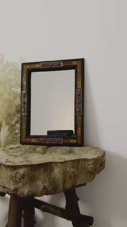 Vintage Moroccan Bone Inlay Mirror