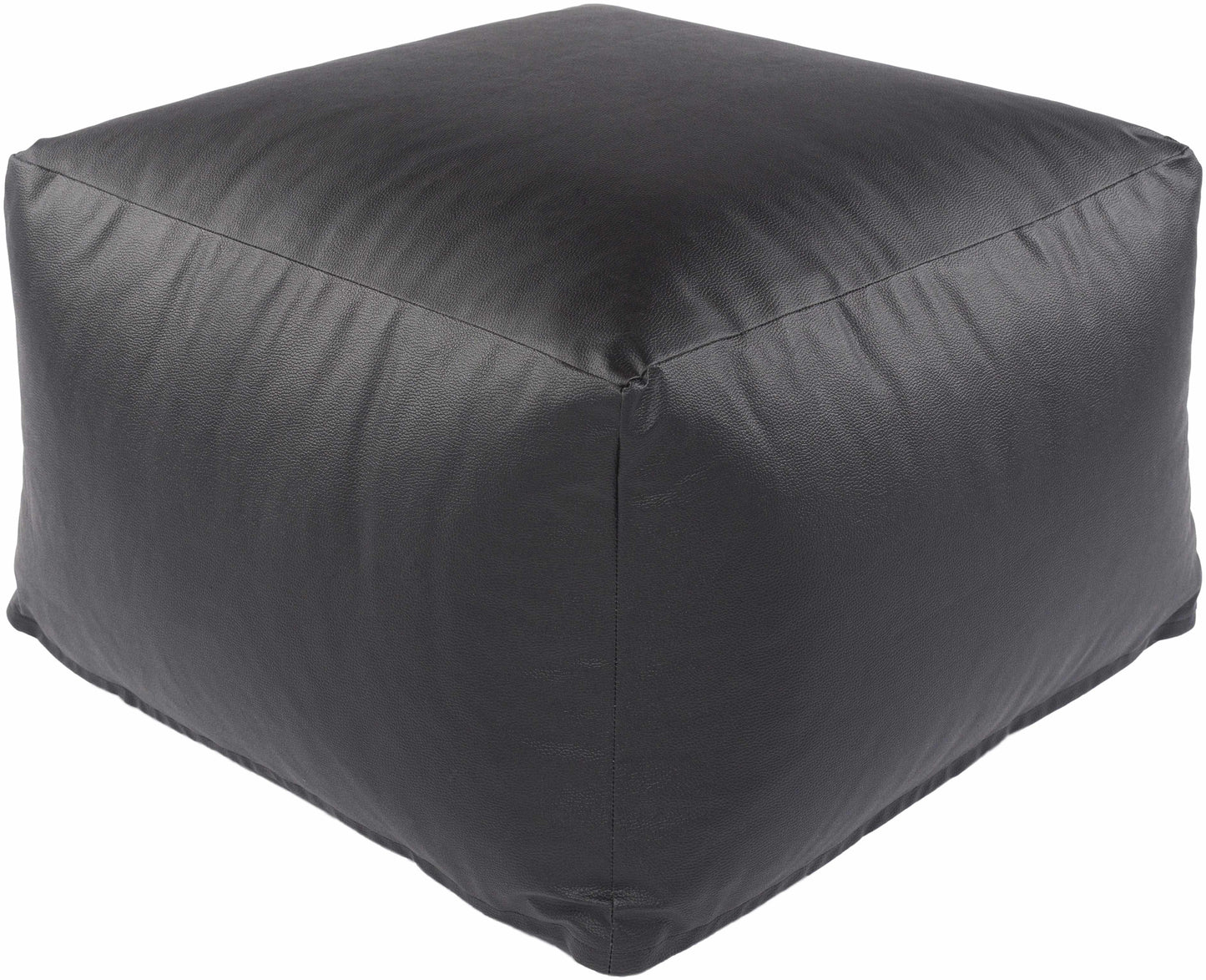 Petersville Pouf Black Southwestern Faux Leather Accent Stool