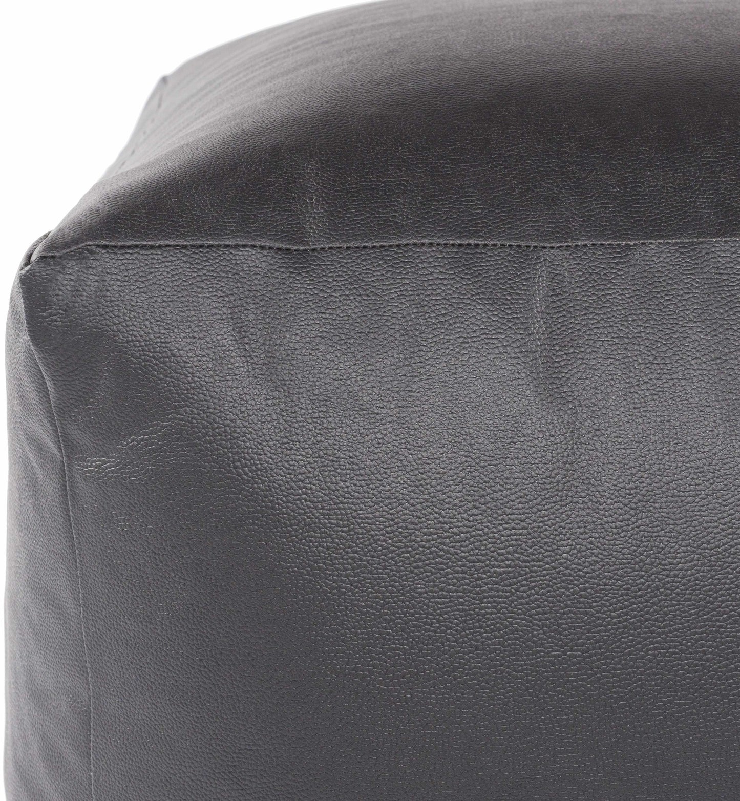 Petersville Pouf Black Southwestern Faux Leather Accent Stool