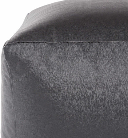 Petersville Pouf Black Southwestern Faux Leather Accent Stool