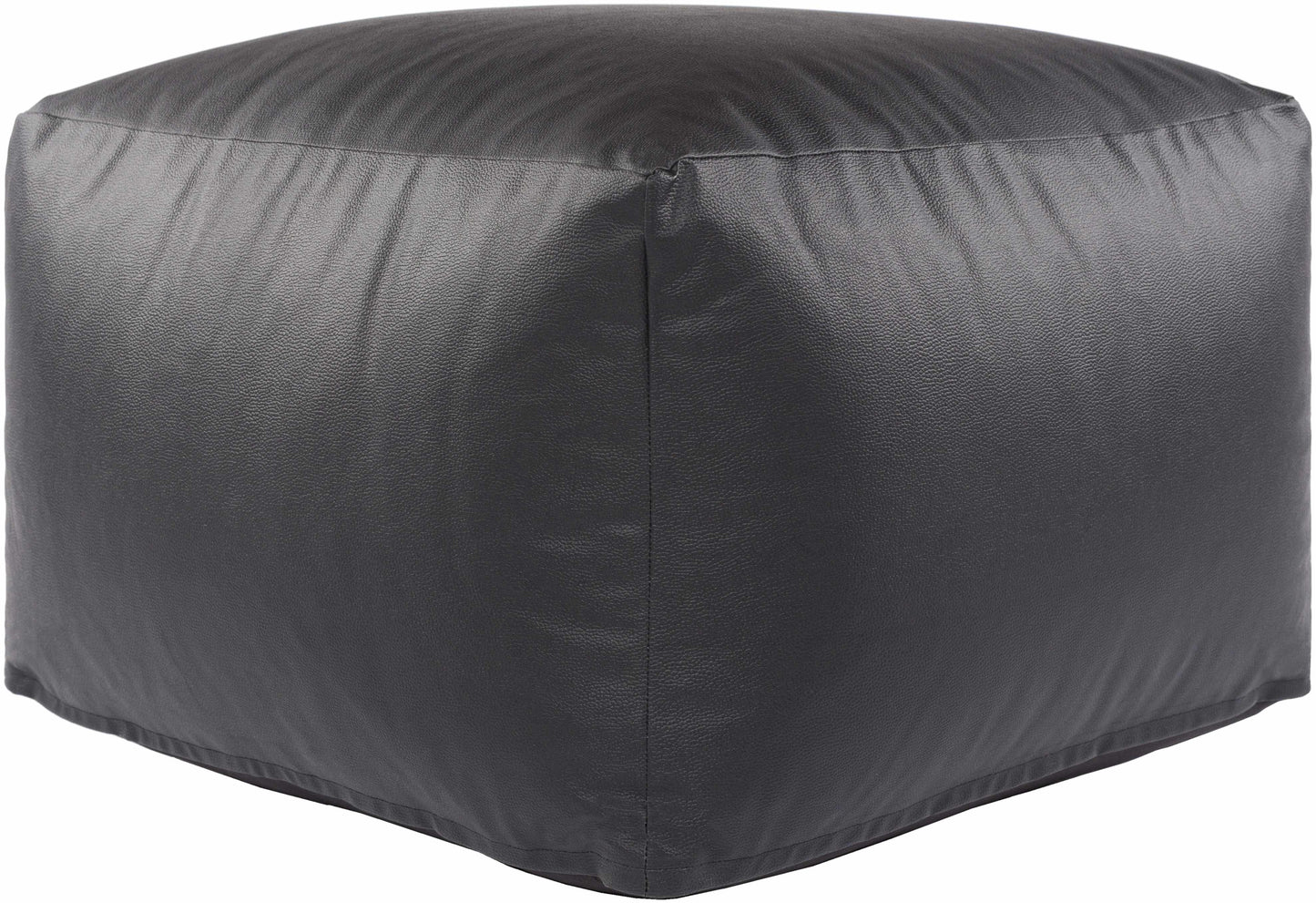 Petersville Pouf Black Southwestern Faux Leather Accent Stool