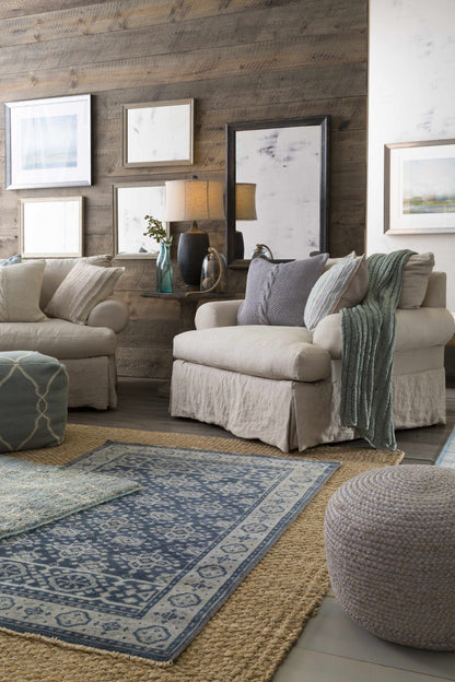 Rockaway Gray Knitted Jute Pouf Indoor Lounge Decor Accent Ottoman for Living Room