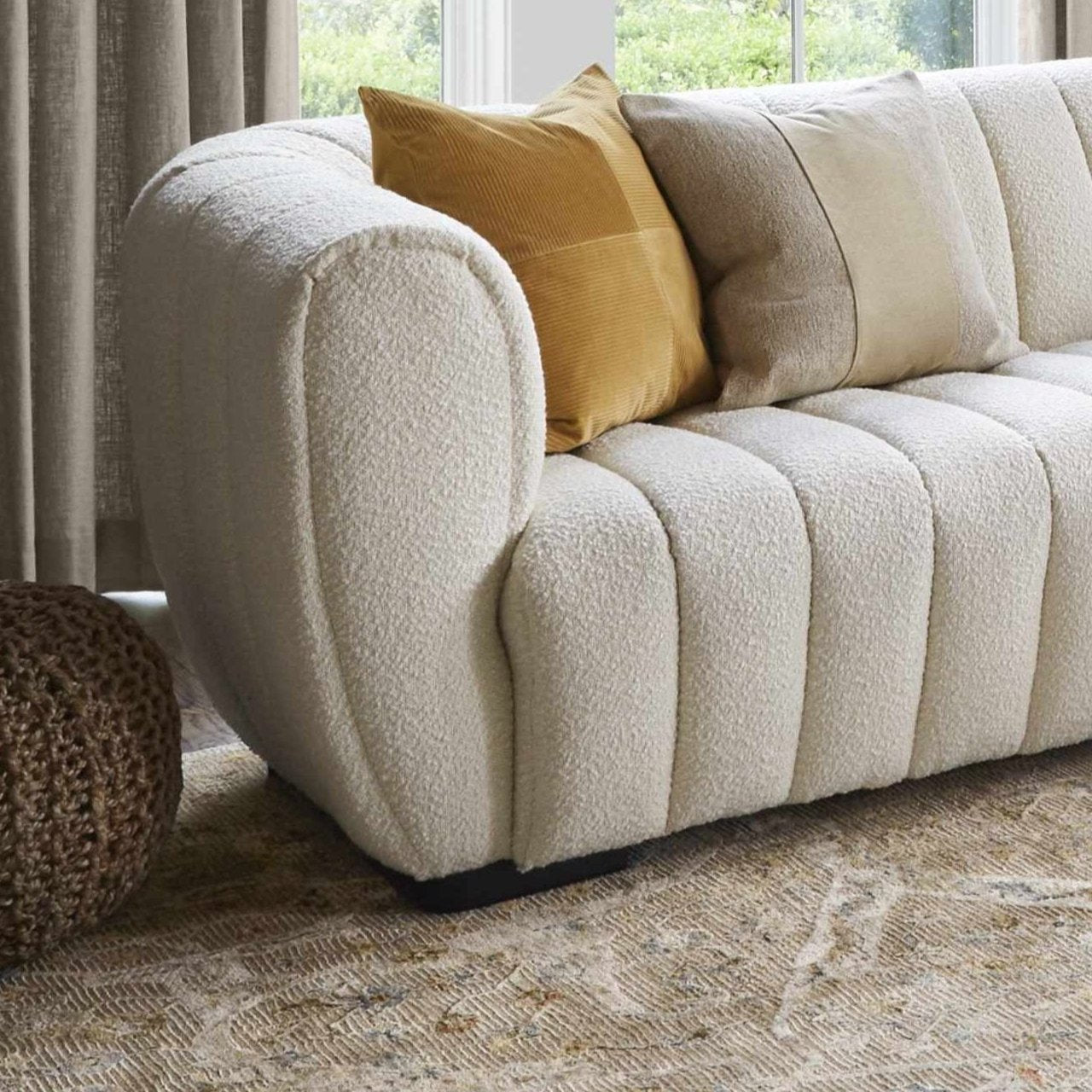 Merrittstown Cotton Knitted Pouf Natural Footrest