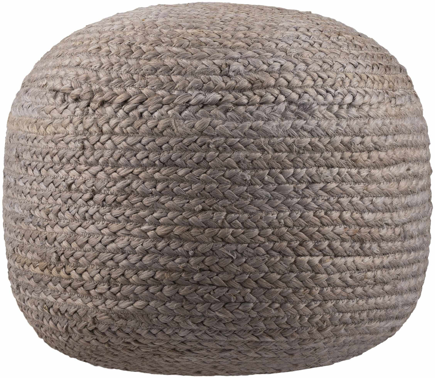 Rockaway Gray Knitted Jute Pouf Indoor Lounge Decor Accent Ottoman for Living Room