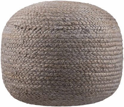 Rockaway Gray Knitted Jute Pouf Indoor Lounge Decor Accent Ottoman for Living Room