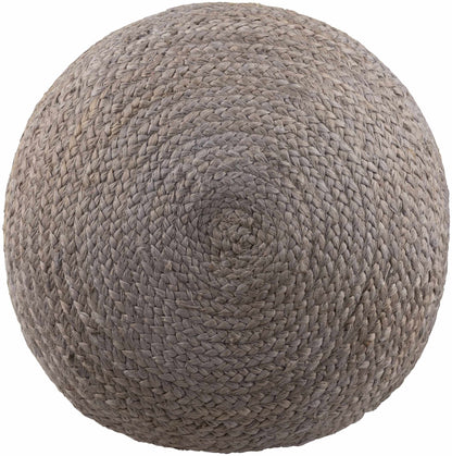 Rockaway Gray Knitted Jute Pouf Indoor Lounge Decor Accent Ottoman for Living Room