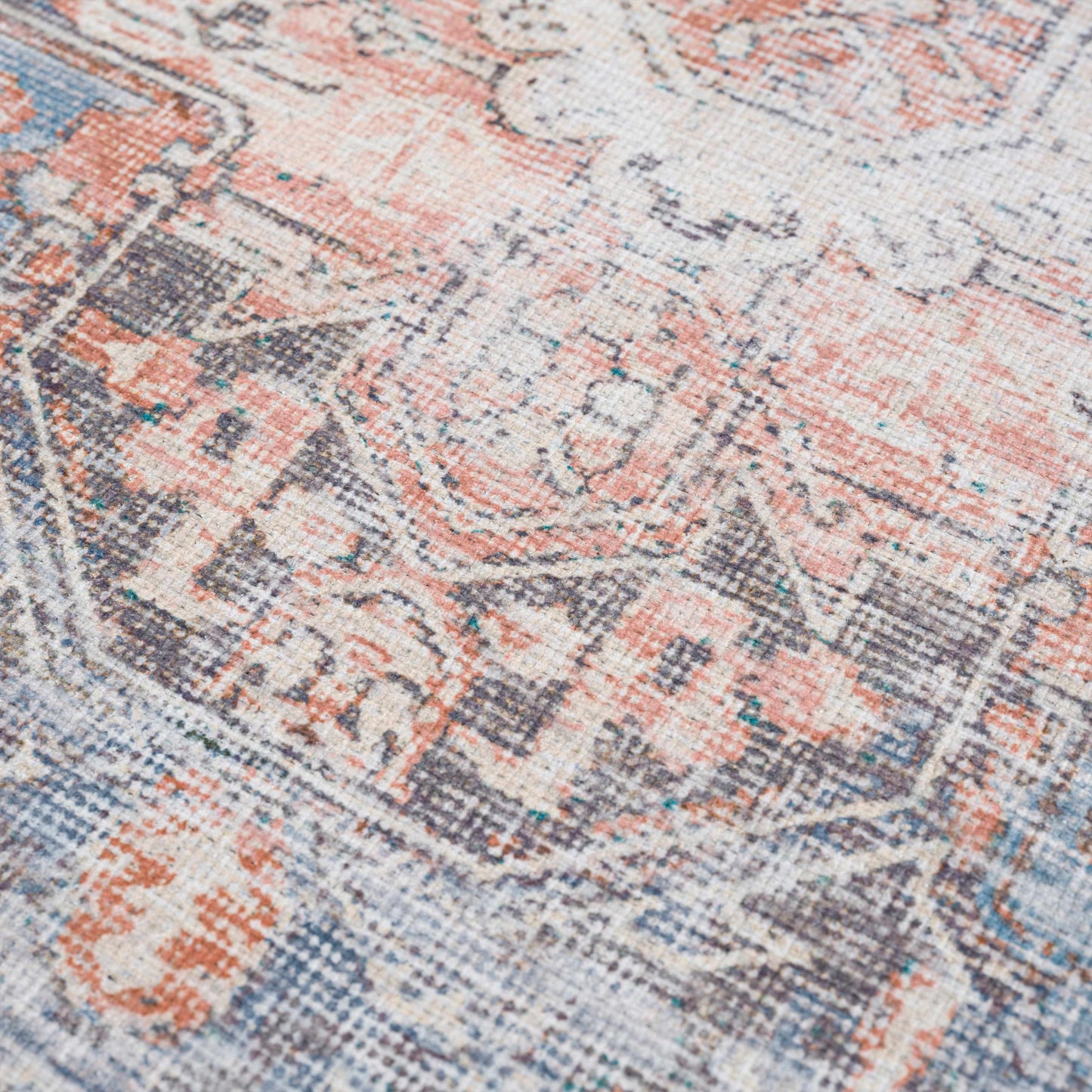 Distressed Washable Area Rug - Stylish Durable Easy to Clean