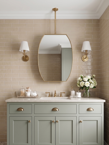 Geometric Oval Brass Mirror – Luxury Hanging Wall Mirror
