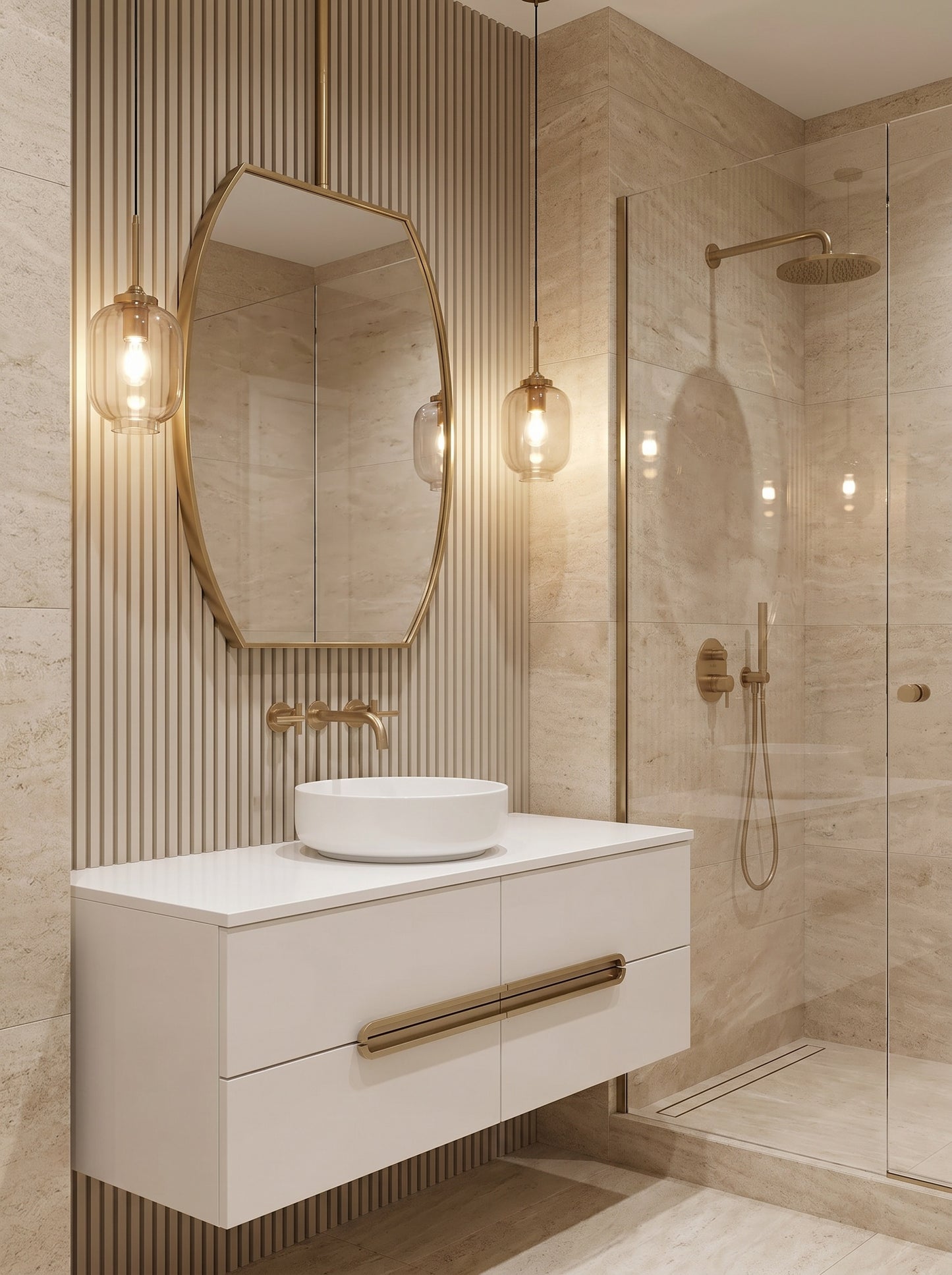 Geometric Oval Brass Mirror – Luxury Hanging Wall Mirror