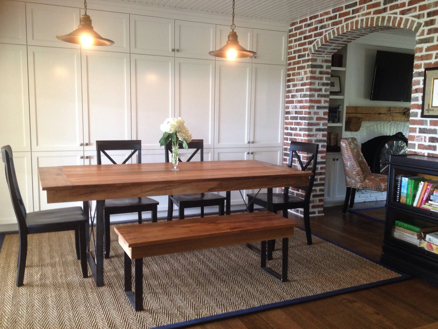Rustic Industrial Maple Dining Table With Handmade Metal Legs