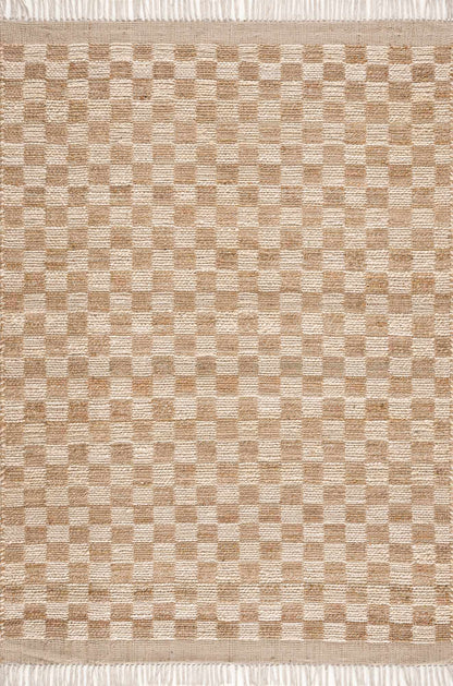 Checkered Jute Area Rug - Eco-Friendly Home Decor