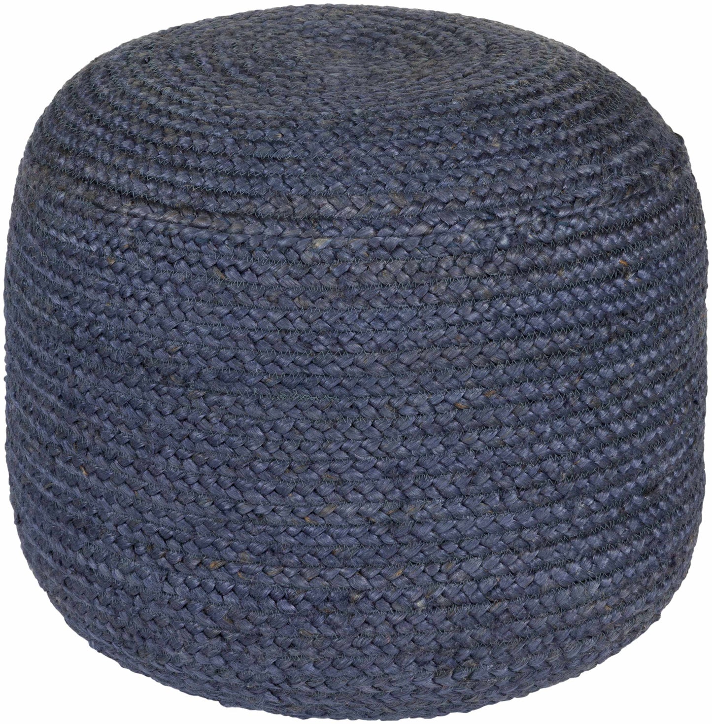 Gail Navy Jute Knitted Pouf For Cozy Living Rooms